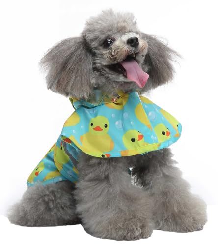 Dog Raincoat Hooded Reflective Waterproof Slicker Poncho (Duck / L(8-9 pound))