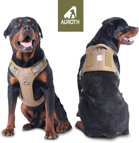 Tactical Dog Harness for Extra Large Dogs (Army yellow / XXL(Neck:21.7-36.7",Chest:28.3-44.1"))