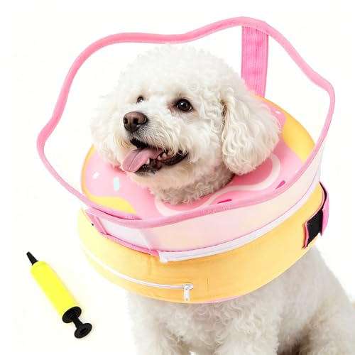 Raised Inflatable Dog Cone Collar to Stop Licking (LightPink / XL (Neck 15"-19"))