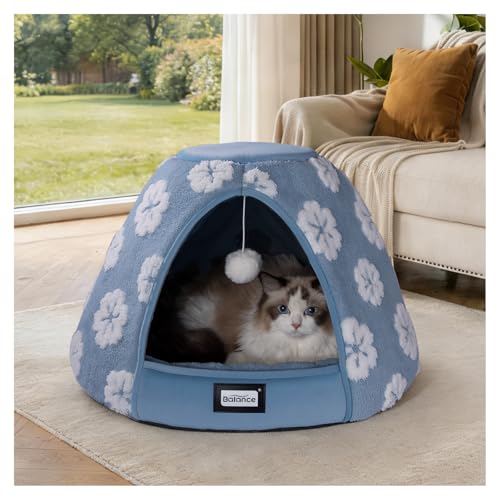 Cat Beds for Indoor Cats (21"L x 21"W x 16"Th / Blue)