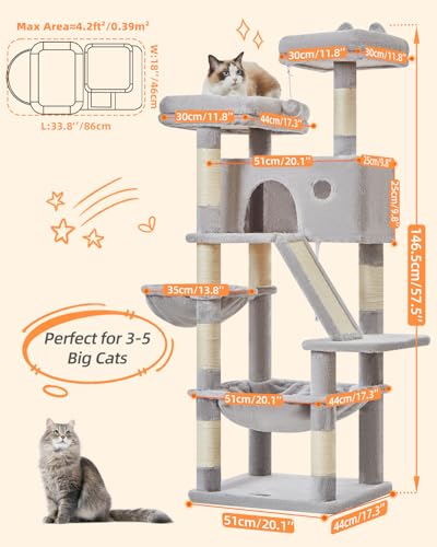 Sturdy Cat Tree (Light Gray / 57.5 Inches)