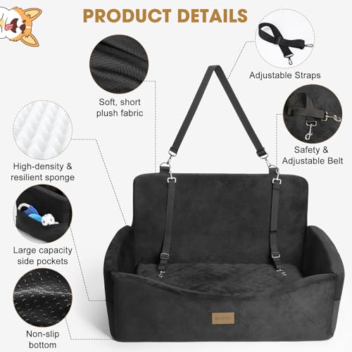 Dog Car Seat for Large Medium Sized Dogs Under 55 lbs (Black / Medium/Large)