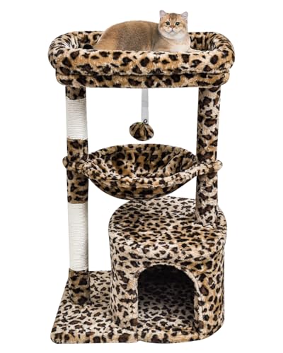 Small Leopard Print Cat Tree for Indoor Cats (29.6" / Leopard Print)