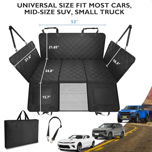Hard Bottom Dog Car Seat Cover for Back Seat (L - For Cars/ Mid-Size SUV/ Small Truck / Jet Black)
