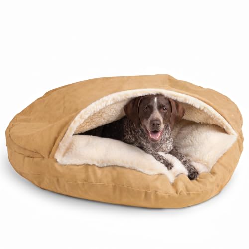 Cozy Cave Dog Bed (45.0"L x 45.0"W x 8.0"Th / Camel)