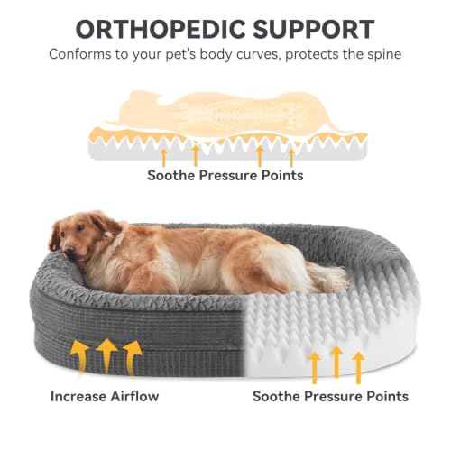 Orthopedic Dog Beds Large Sized Dog (Grey / 45"l X 32"w X 7.5"th)