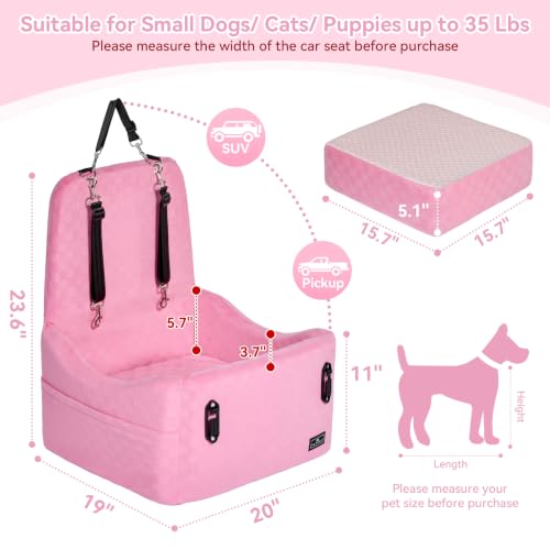 Cat Car Seat with Patented Safety System (Pink / Medium)