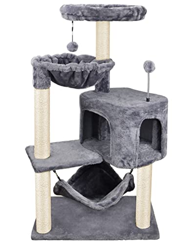 Cat Tree with Cat Condo and Big Hammock (39.4'' Grey)