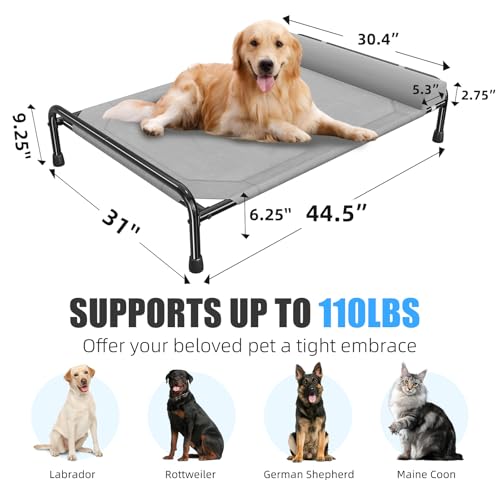 Elevated Dog Bed for Large Dogs (44.5"L x 31"W x 9.25"Th / Grey)
