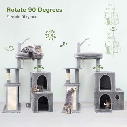 Maine Coon Cat Tower for Indoor Adult Cats (Light Grey / 50 inch)