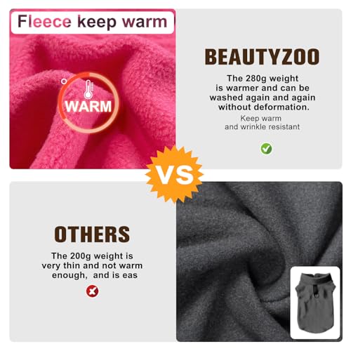 Dog Fleece Vest Sweater Winter Jacket for Small and Medium Dogs with D (Large / ROSEO)