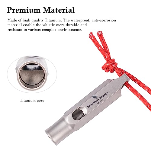 Titanium Whistle Emergency Survival Safety Whistles with Lanyard Loud for Outdoor Camping Hiking Coaches Training Sports Keychain Whistle (2 PCS - Ti9015)