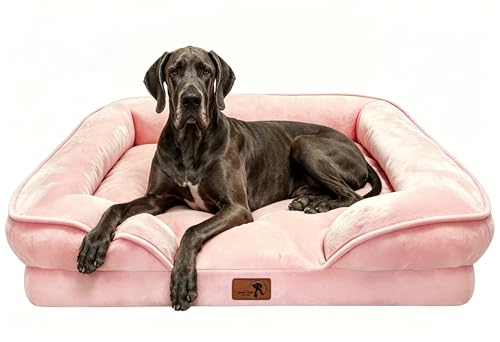 Orthopedic Dog Bed with Sides (53.0"L x 42.0"W x 8.0"Th / Pink)