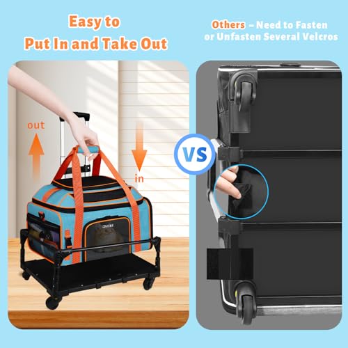 Top Expandable Pet Carrier with Wheels Airline Approved (Blue and Wheeled)