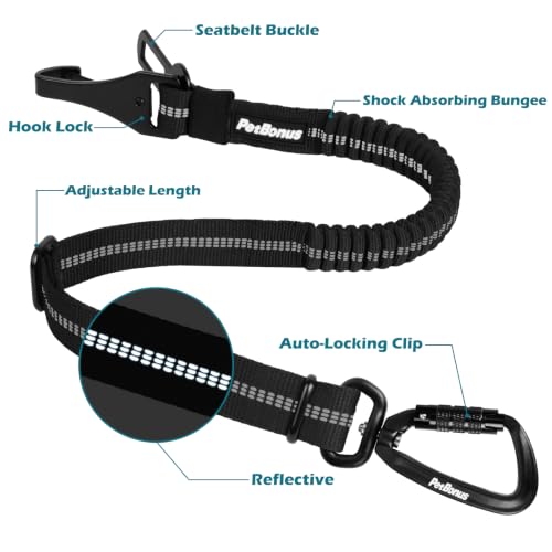 2 Pack Dog Seat Belt for Car (Black, Black / 2 Packs)