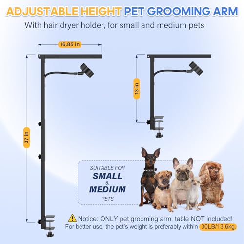 Dog Grooming Arm with Hair Dryer Stand (Black)