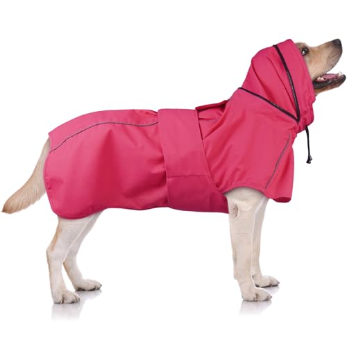 Dog Raincoat Waterproof Dog Rain Jacket with Hood (Pink / XX-Large)