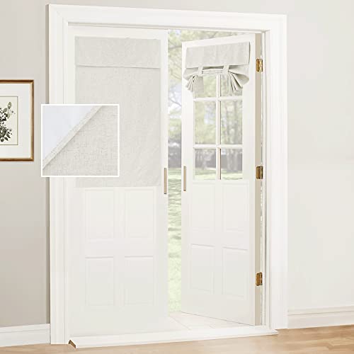 Natural Linen Textured French Door Window Curtains 100% Blackout (Linen / 26"W x 40"L (Pack of 1))