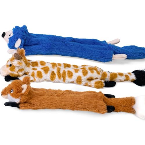 Dog Squeaky Toys No Stuffing 3 Pack (Large / Fur Plush-3 Pack)