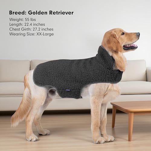 Warm Dog Coat Reversible Dog Jackets for Large Dogs (XX-Large (38-65lbs) / Dark Grey)
