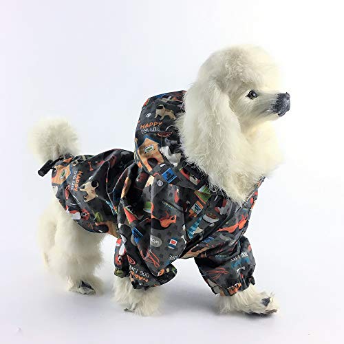 for Small Pet Cat Dog Raincoat Hoodie Coat Waterproof Rain Jacket Rainwear (GREY / M: Chest - 18", Length - 14")