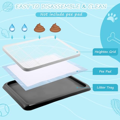 Dog Pee Pad Holder Potty Tray Portable Dog Litter Box Toilet Training for Indoor Outdoor Small Medium Large Pet Puppy (Black / 25.59 x 18.9 Inches)