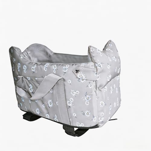 Center Console Dog Car Seat Safe Travel for Small Dogs Under 15 lbs (Gray)