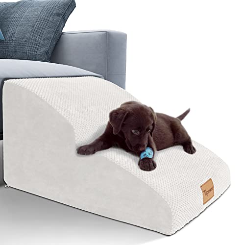 High Density Extended Foam Dog Ramp&Steps 2 Tiers (White / 21.7*15.7*11.8)