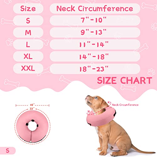 Inflatable Dog Cone Collar Alternative After Surgery (Solid Pink / S(Neck 7"-9.5"))