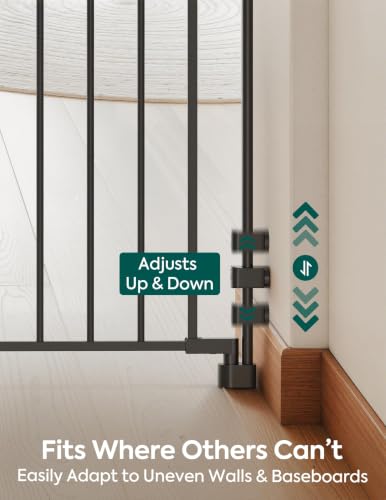 35.5 55" Removable Baby Gate for Stairs No Bottom Bar (Black / 35.5-55" W, 30" H-Extra Wide)