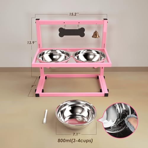 Elevated Bowls for Small and Medium Dogs (Pink - Elevated Bowl Stand / Medium & Small Dogs)