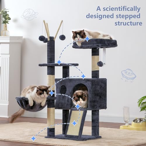 Cat Tree Tower with Removable Toys (41.3 Inches / Smoky Gray)
