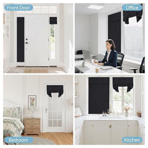 Sidelight Curtains for Front Door (Black / 12"W x 69"L (Pack of 1))