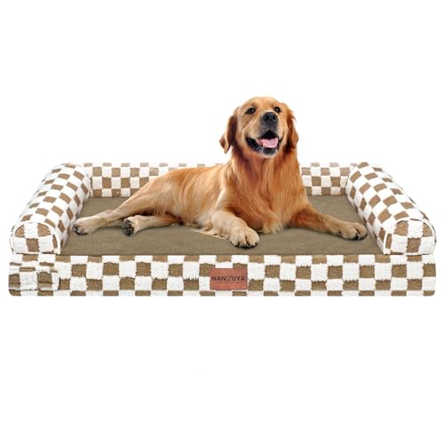 Orthopedic Dog Bed for X (Brown Grid / 40.0"L x 32.0"W x 6.5"Th)