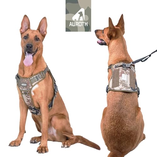 Tactical Dog Harness for Extra Large Dogs (Camo - Desert Camo / XXL(Neck:21.7-36.7",Chest:28.3-44.1"))