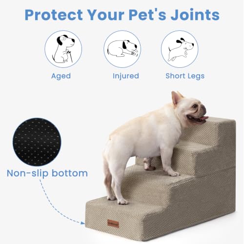 Dog Steps for Bed & Couch (Khaki / 4-Step 18.5" H)