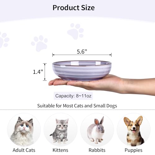 Ceramic Cat Bowls Set of 6 (5.6 Inch, Set of 6 / Gradient Color)