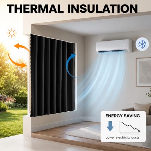 Adhesive Curtains for Window (Black / 35"W x 79"L (Pack of 1))