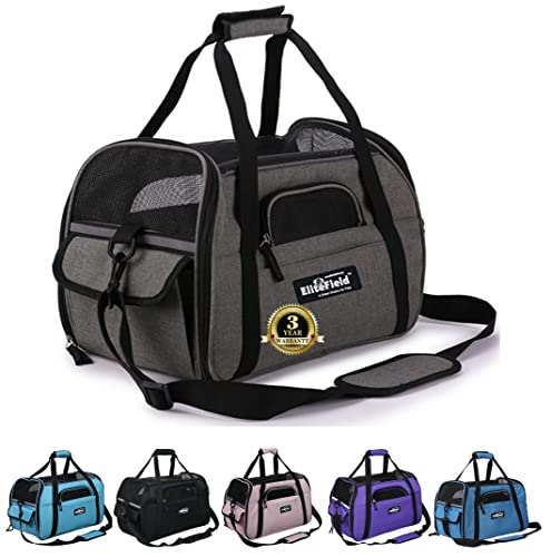 Soft Sided Pet Carrier for Cats & Small Dogs (17.0"L x 9.0"W x 12.0"H / Charcoal Gray)