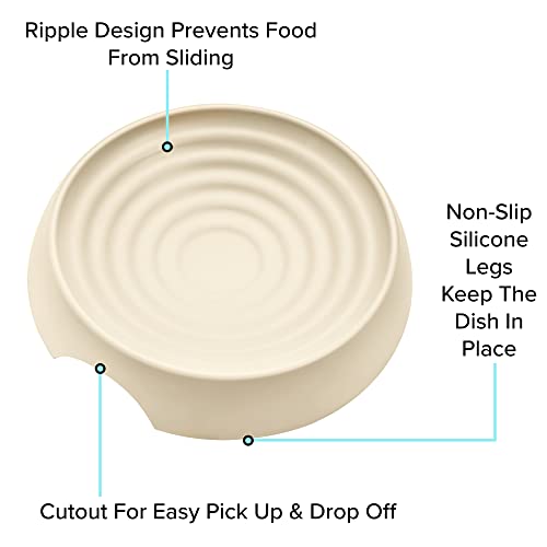Cat Bowls Whisker Friendly Food Bowl for Indoor Cats (Dish - Set of Two / Sand)