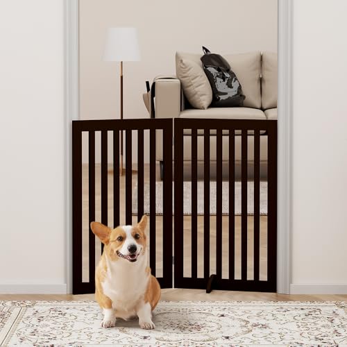 36”H Free Standing Pet Gate for Dog Cat (Espresso / 40"W×36"H)