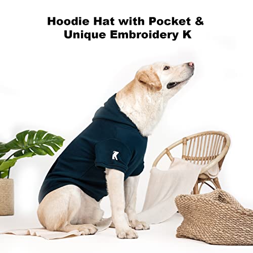 Dog Hoodie Fleece Dog Clothes Warm Sweater with Hat for Medium Large Dogs Cat Hooded Shirt Kitten Pet Basic Sweatshirt with Pocket Doggie Soft Winter Coat Apparel (5XL-(50~77lb) | Chest(~35") / Blue)