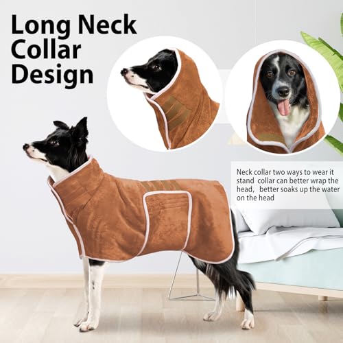 Dog Bathrobe Towel Dog Drying Coat (Brown / Large)