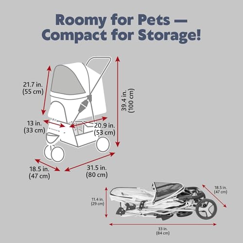 Foldable Pet Stroller for Cats and Dogs (Black)