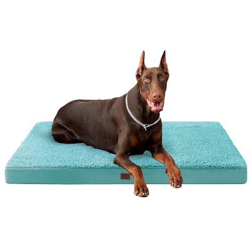 Orthopedic Dog Bed Extra Large with Removable Washable Cover (47*29*3.5 inches / Turquoise Blue)