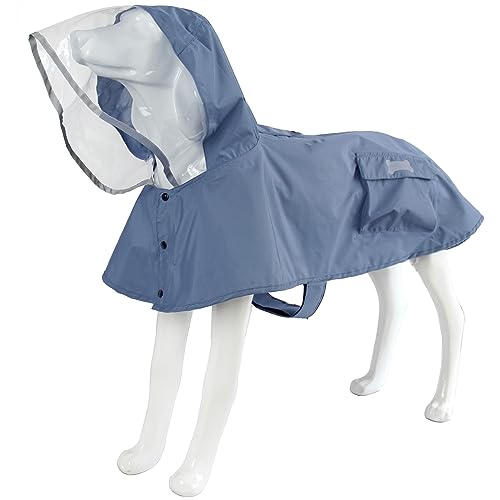 Waterproof Dog Raincoat (Blue&Grey / Medium)