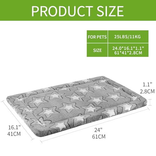 Dog Crate Pad for 24"x18" Dog Crate (Grey with Star Pattern / S (24"x16.1"x1.1"）)
