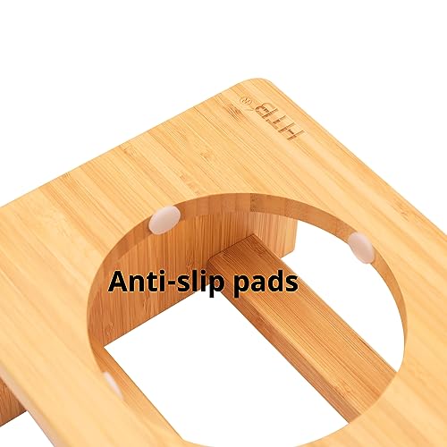 Elevated Dog Bowl Stand with 2 Stainless Steel Bowls (small-4“tall,21 Oz bowl / Bamboo)