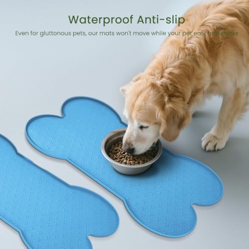 Dog Food Mat Anti (19.4" x 9.8"-2PCS / Blue)