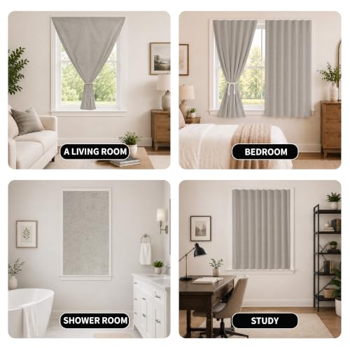 Self Adhesive Curtain No Rod Needed (Light Coffee / 35"W x 60"H)